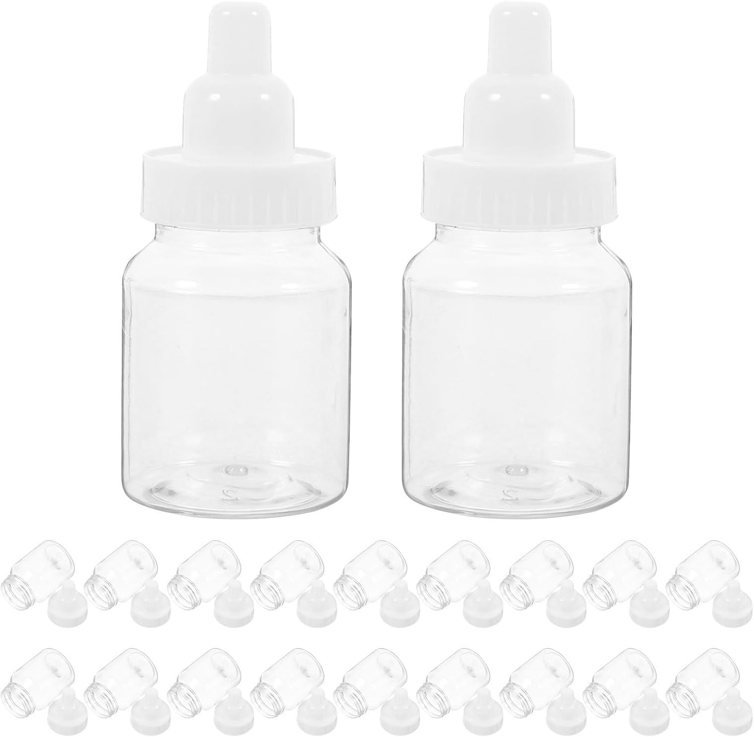 Plastic Bottle Candy Boxes Minimal Look Design with Easy Open Lid 36pcs and Shower Party Favors and Shower Centerpieces
