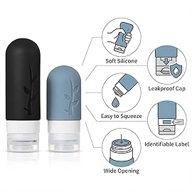 DEPOZA 16 Pack Travel Bottles Set - TSA Approved Leak Proof Silicone Squeezable Containers for Toiletries, Conditioner, Shampoo, Lotion & Body Wash Accessories (Black)