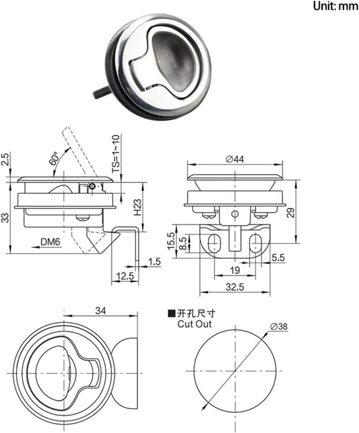 Stainless Steel Industrial Electrical Drawer Cabinet Door Lock 1Pcs(SUS316)