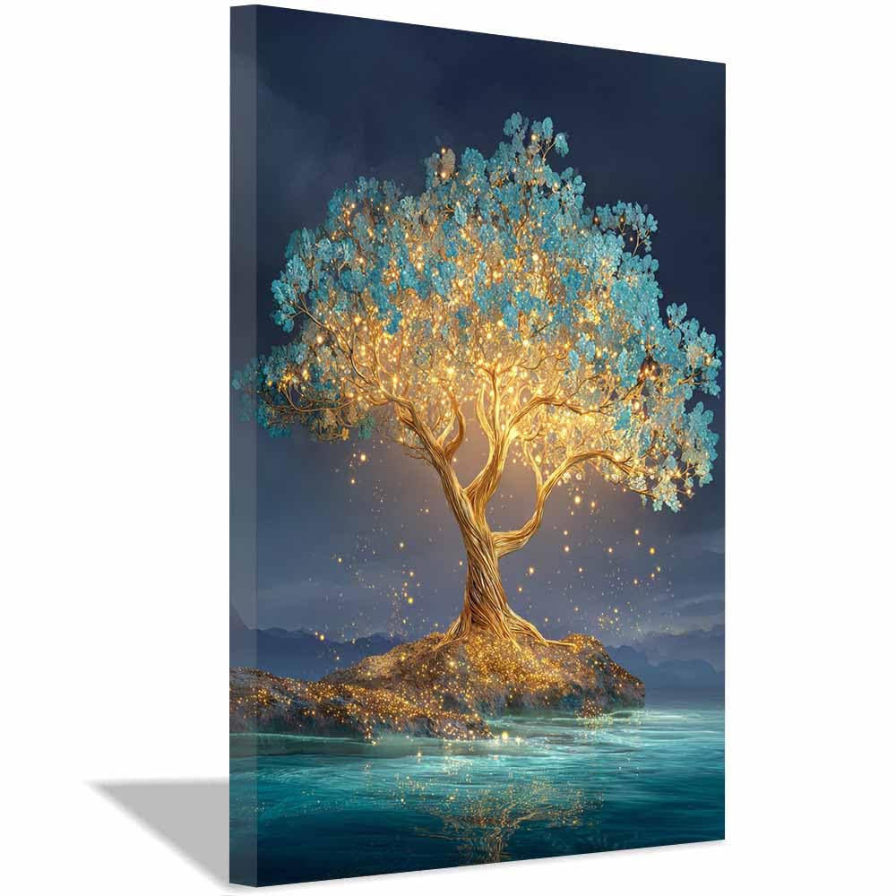 XENIOU Tree Canvas Wall Art Rainbow Cosmic lifes Tree canvas painting wall art, Living Room Bedroom Hallway Stairs Decoration.(Multicolor)-70x100cm Framed