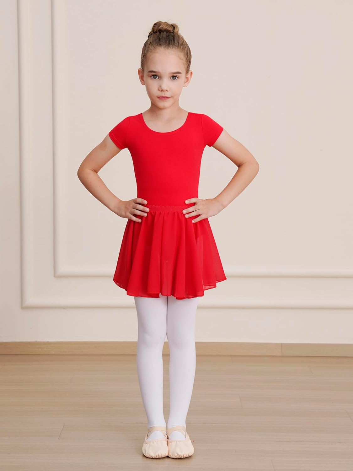 WEGETIT Leotards for Girls Ballet Dress Toddler Dance Leotard with Skirt Kids Gymnastics Outfits Ballet Dance Tutu Dress - Image 2