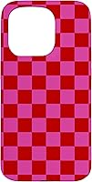 Vista 14 de Funda para iPhone 16 con diseño de cuadros rojo y rosa a cuadros #019