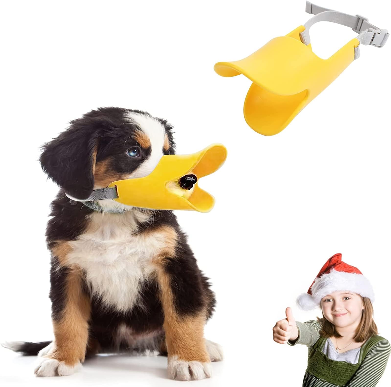 XiXiCCCC Anti-Bite Dog Muzzle Cute Duck Mouth Shape Dog Mouth Covers Silicone Anti Bite Duck Mouth With Adjustable Straps,Suitable For Small Dogs.
