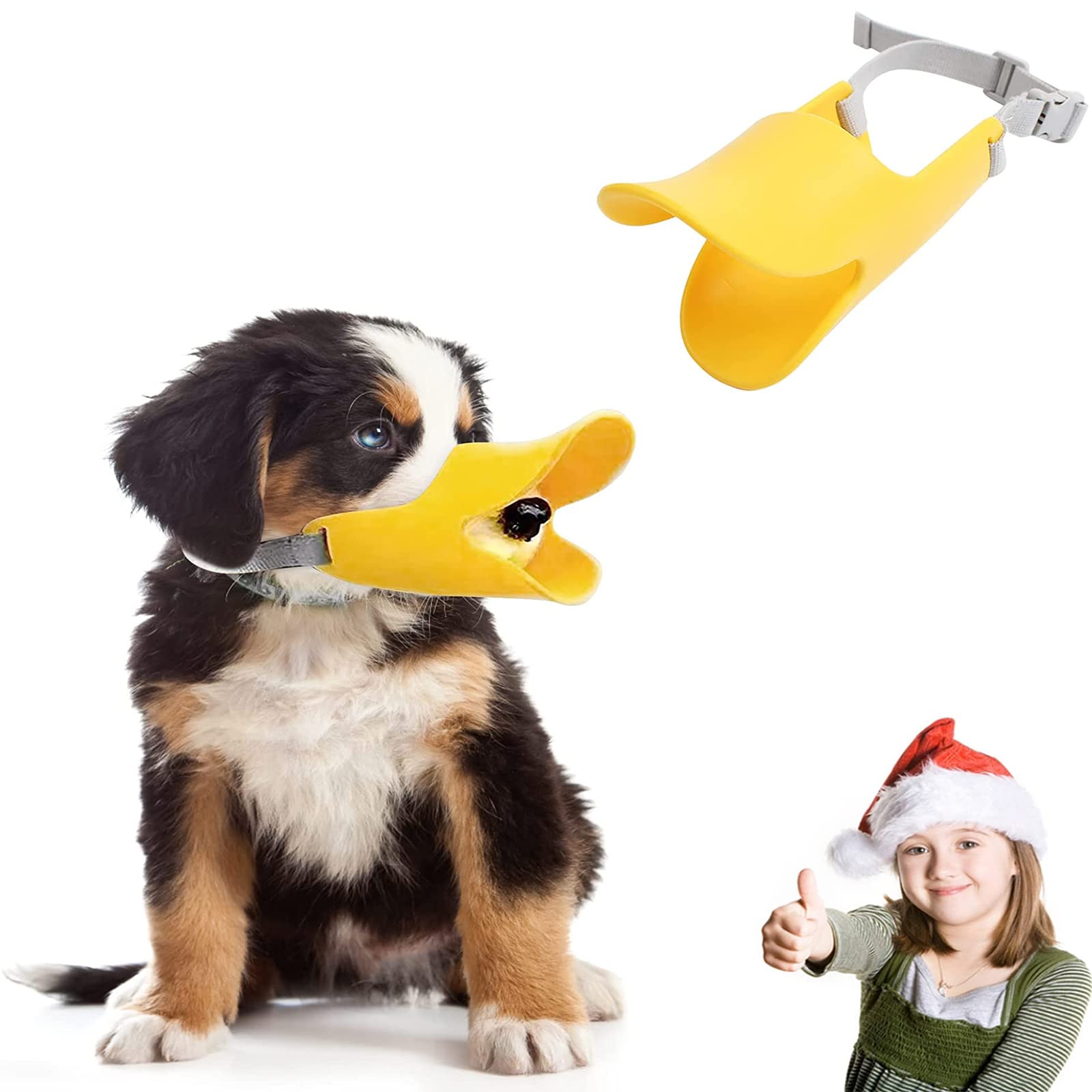 XiXiCCCC Anti-Bite Dog Muzzle Cute Duck Mouth Shape Dog Mouth Covers Silicone Anti Bite Duck Mouth With Adjustable Straps,Suitable For Small Dogs.