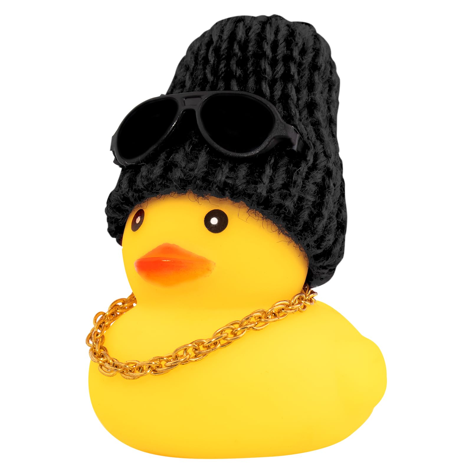 Rubber Duck Car Ornaments Yellow Duck Car Dashboard Decorations with Propeller Helmet for Christmas Decor and Home Decorations for Adults (U-Black)