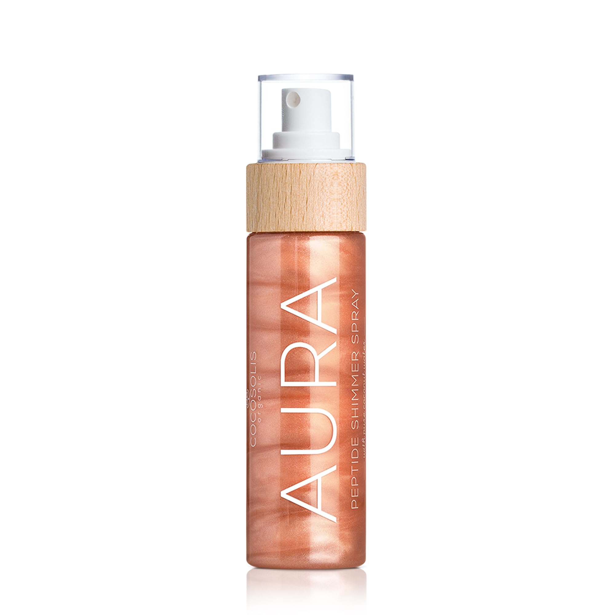 COCOSOLIS AURA Peptide Shimmer Spray - Natural glitter shimmer spray with peptides for face, body and hair