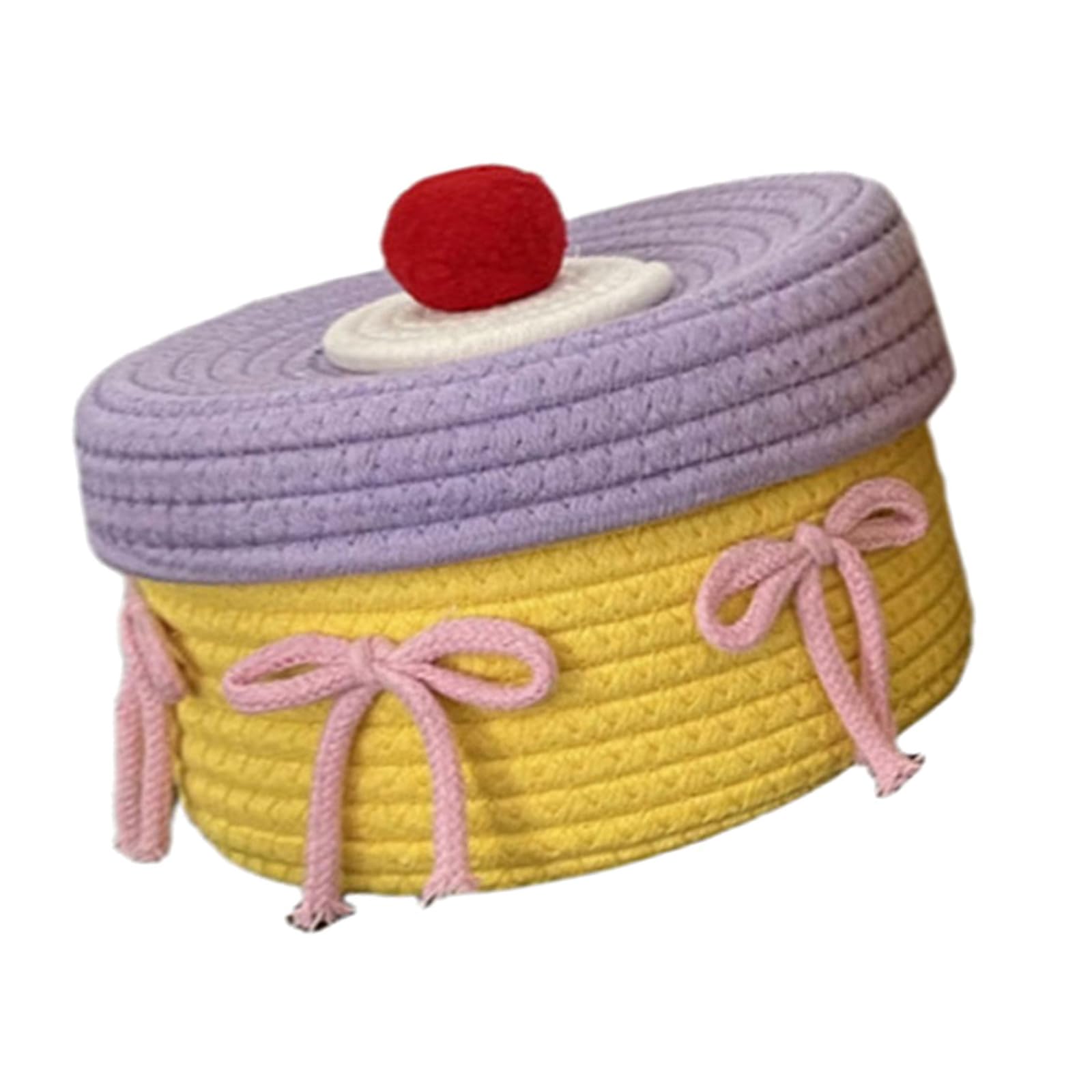 Tsophreniq Cotton Woven Storage Container Multipurpose Bedroom Organiser Handwoven Desktop Basket for Living Room Home Storage Box
