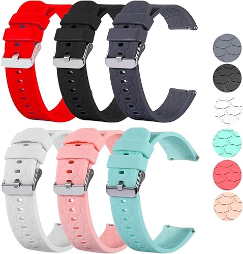 Correas de reloj compatibles para Mingtawn, correas de reloj inteligente de silicona suave, liberación rápida ajustable, paquete de 6, rojo, negro,
