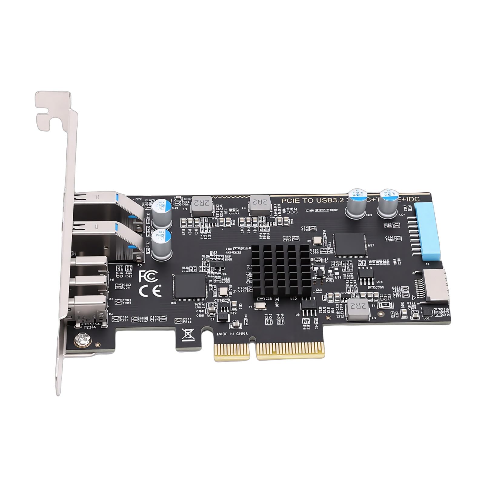 Karta rozszerzeń PCIE na USB 3.0 Typu C, Adapter PCI Express z 3 Gniazdami Typu C + 2 Portami USB .0 + Typem E + 19P IDC, Obsługa ASM3142 10 Gb/s dla Komputerów Stacjonarnych