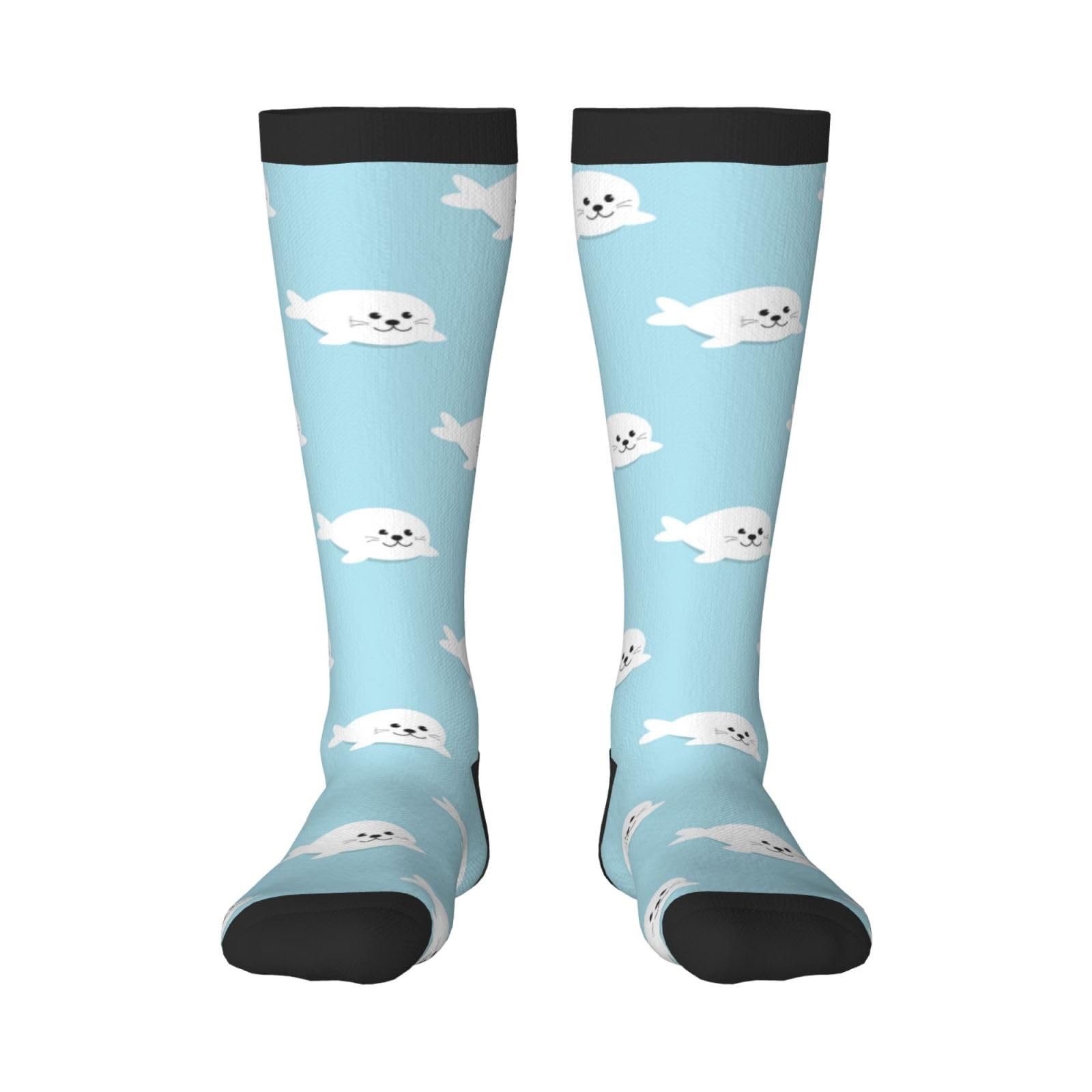 Tcoay Men's 3 Warm Adult Socks For Wo Socks Sports Polyester Stockings,Seal Cute Animal Pattern Sea