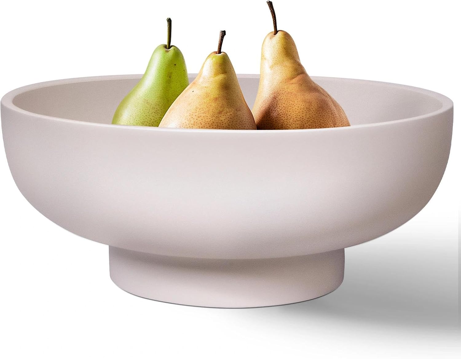 MAONAME Concrete Fruit Bowl for Kitchen Countertop, Large Decorative Bowl, Cream Pedestal Bowls for Home Decor, Handcrafted Key Bowls for Entry Table, 10.5"