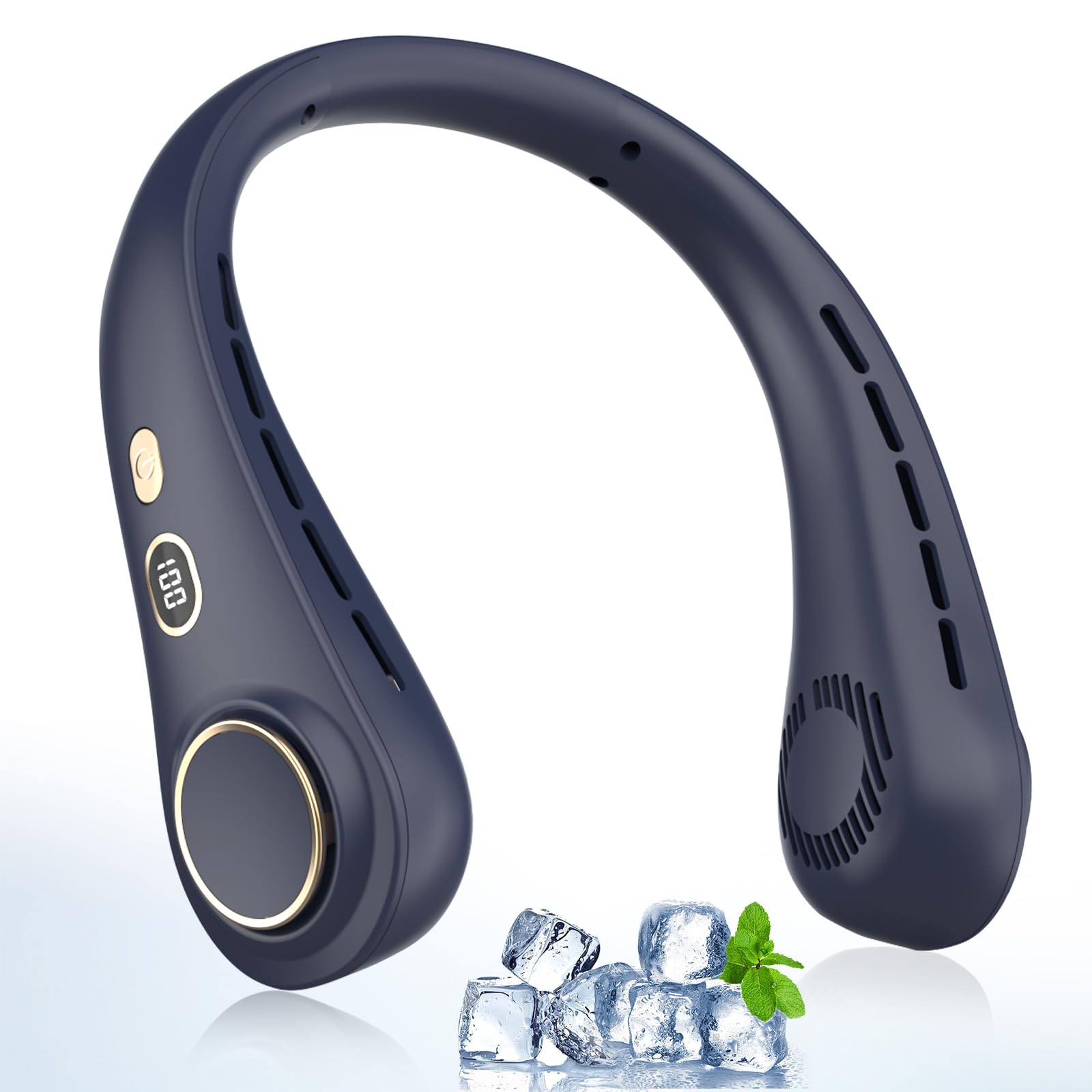 Ventilador de Cuello Portátil, 5 Velocidades Ajustables/Silencioso/Sin Hojas, Ventilador Cervical con Batería de 1800 mAh Recargable, Ventilador USB Manos Libres para Deportes, Viajes