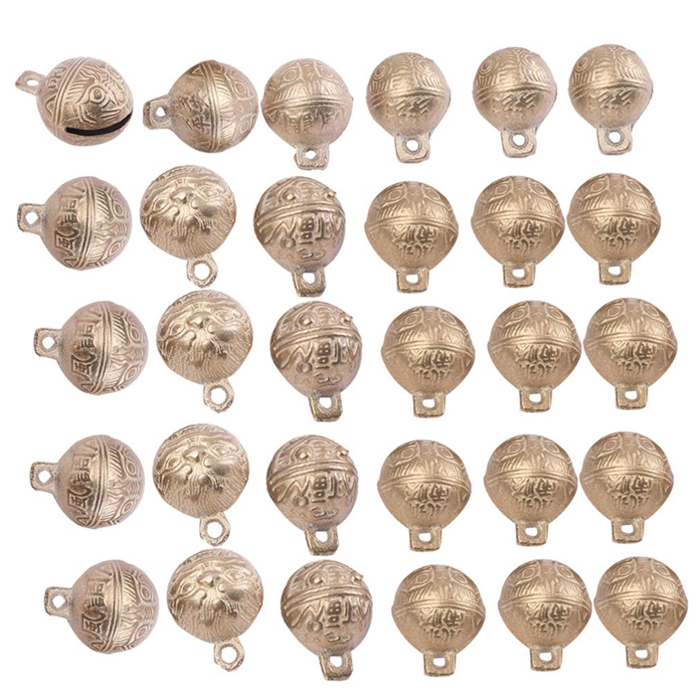Supvox Picture 1 30Pcs Diy Craft Vintage Copper Mini Jingle Bells For Fengshui, Christmas Craft, Wind Chimes Making 27Mm