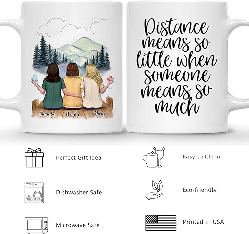 Miniatura 4 de Gossby Taza de café personalizada de la amistad, regalo personalizado de larga distancia para mujeres con diseño, nombre, Navidad, regalo de