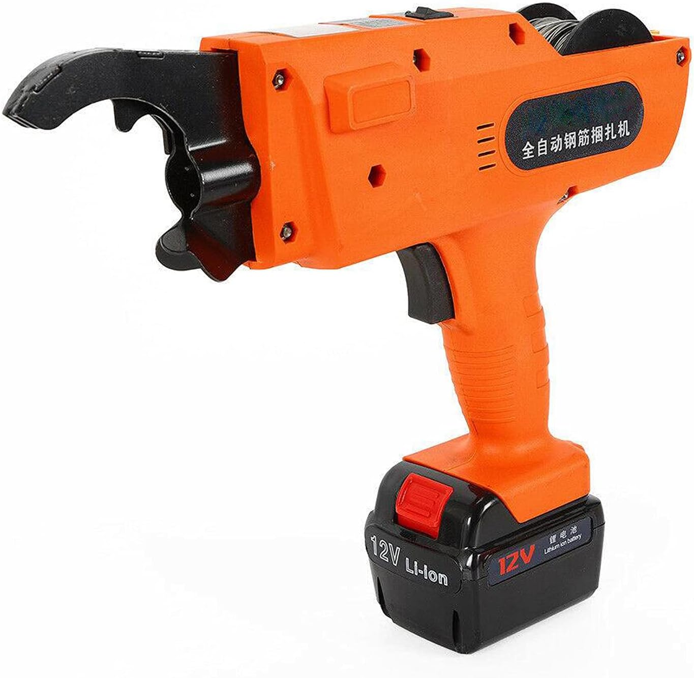 12v Automatic Tying Machine Handheld Rebar Tier Tying Machine Orange Strapping Machine Tying Range 30-60mm Electric Rebar Bender for Bending Rebar, Steel Bar, Floor Pipe, Steel Rod