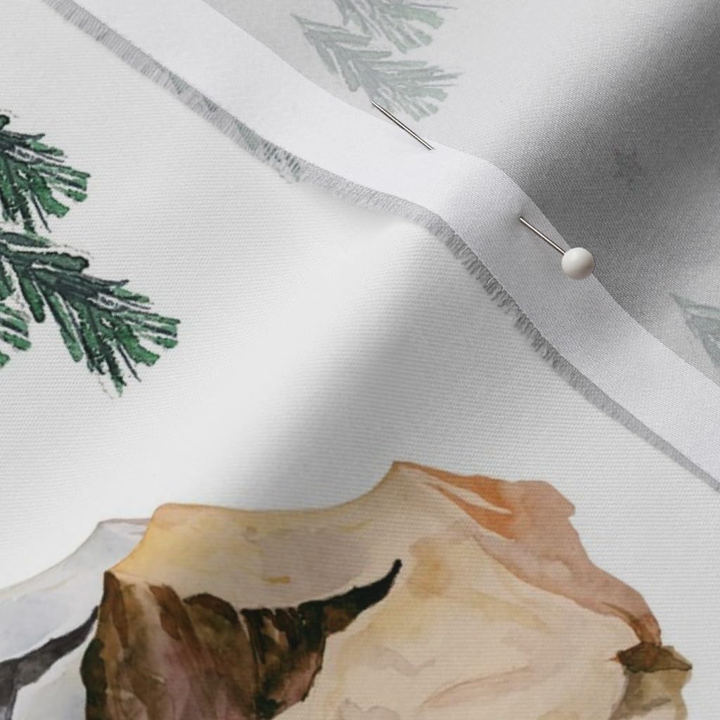 Spoonflower Fabric - Bear Woods Nursery Christmas Woodland Trees Printed on Organic Cotton Sateen Fabric by The Yard - Sewing Quilting Apparel Home Decor