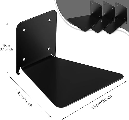Miniatura 3 de Jetec Paquete de 6 estanterías flotantes invisibles montadas en la pared, estantes flotantes resistentes para libros, estantes de metal ocultos,