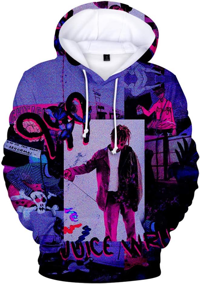 rosaryshop3D Printed Rapper Juice WRLD Hoodies Men Women Sweatshirt Kids Hooded Casual Juice WRLD 3D Hoodies boys girls Autumn pullovers (J,M)