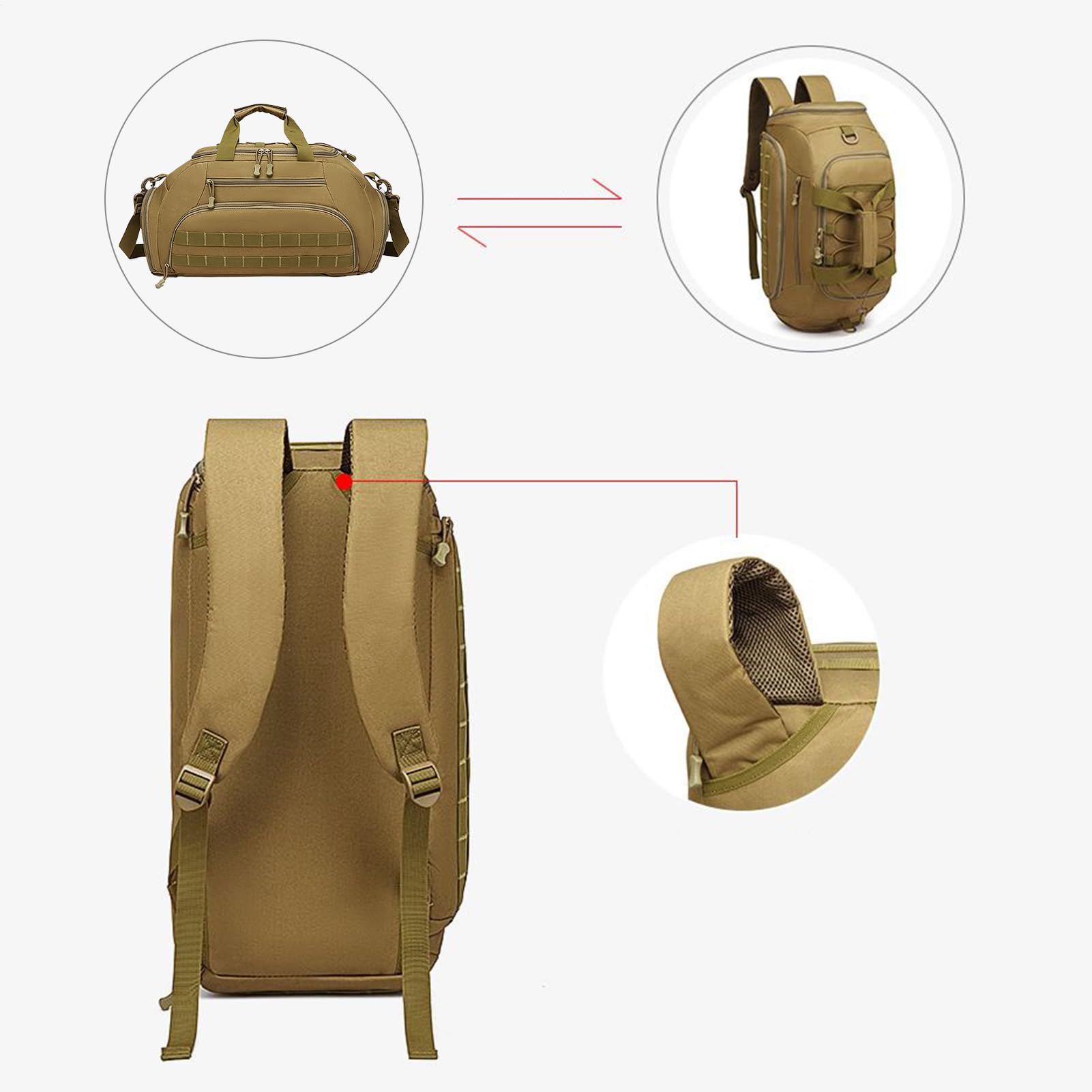 Zaino Da Palestra Per Uomini Portatile Impermeabile Convertibile Grande | Zaino Leggero Sportivo per Escursionismo per Attività Outdoor Viaggio Campeggio Pesca Allenamento Pernottamento Weekend Gi