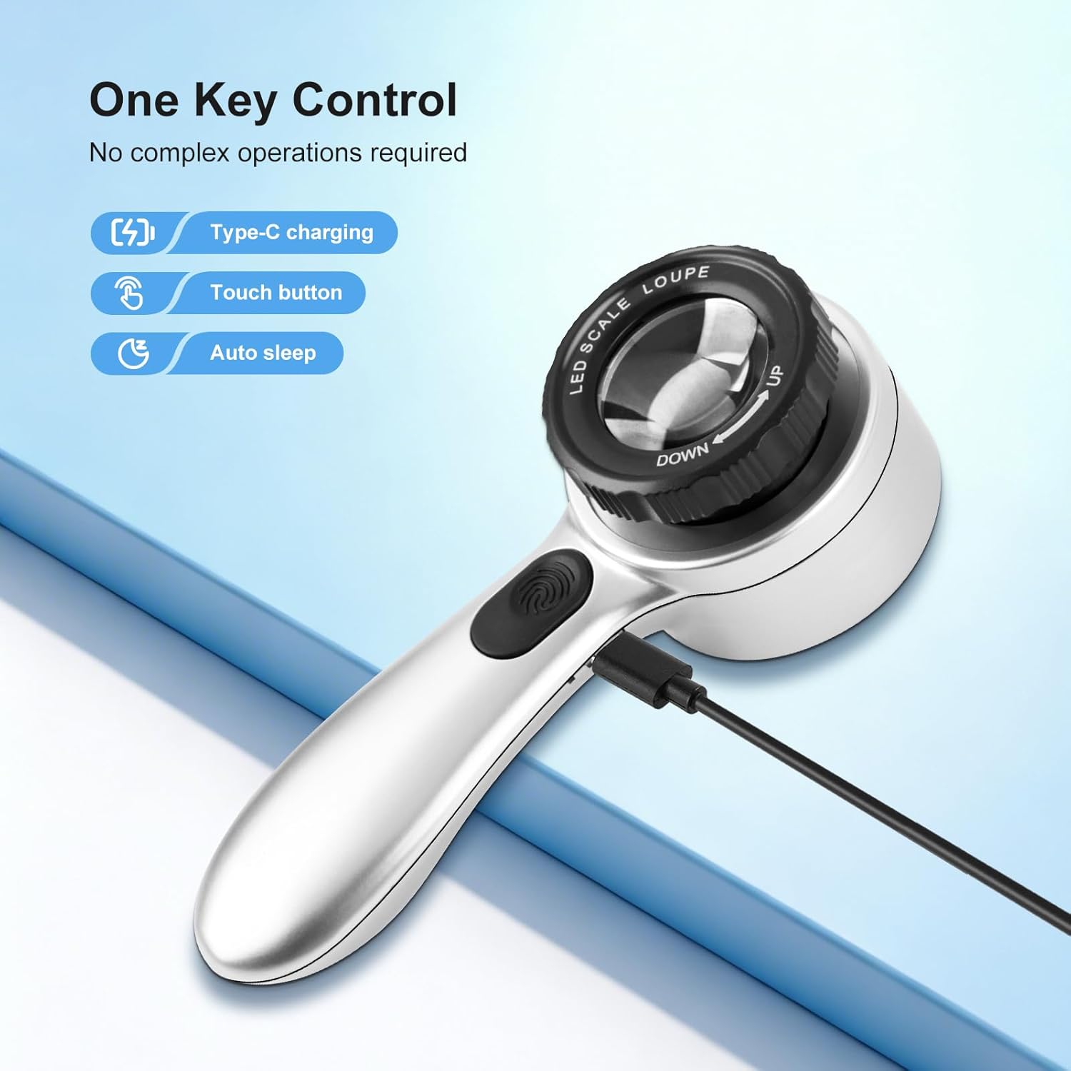 Portable 30x Dermascope with Scale, Rechargeable Skin Analyzer, 4 Light Modes LED Dermatology Tool for Acne, Moles, Blackheads & Scar Tracking, Home Use Skin Microscope