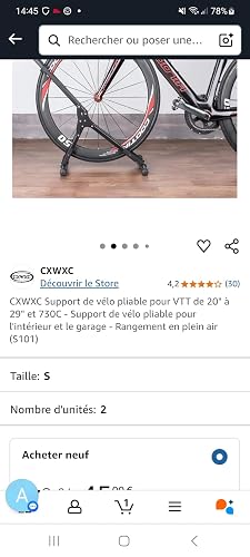 CXWXC Support Vélo Pliable – Acier Carbone – Pour Vélos 20–29 Pouces Et 730C – Bureau, Garage, Extérieur – Large Base Stable