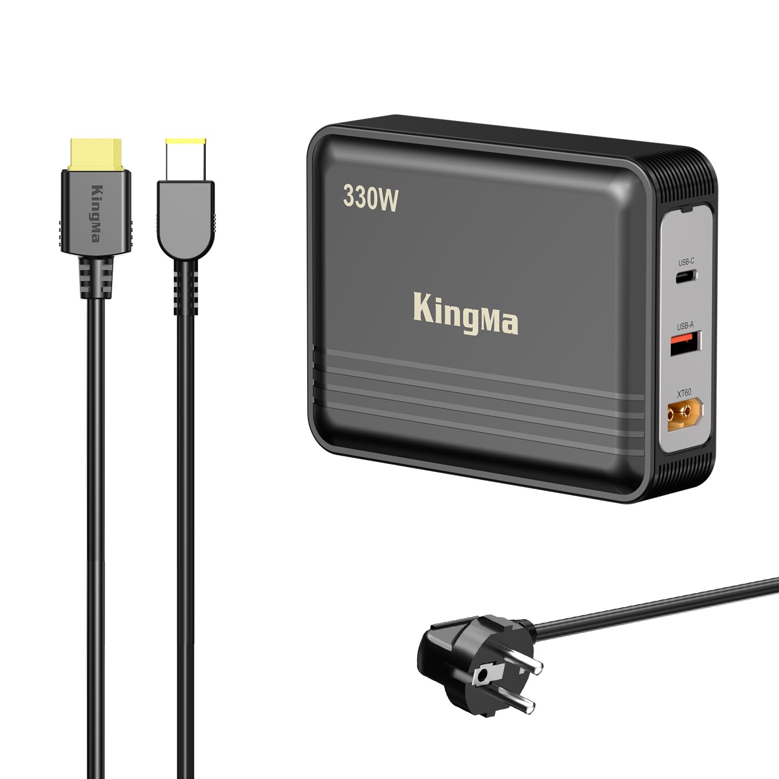 King Ma GaN Caricatore portatile a 3 porte, ricarica USB veloce con uscita da 20 V/20 A, per Legion Pro 7i Gen 10 gaming e caricabatterie tecnici per laptop
