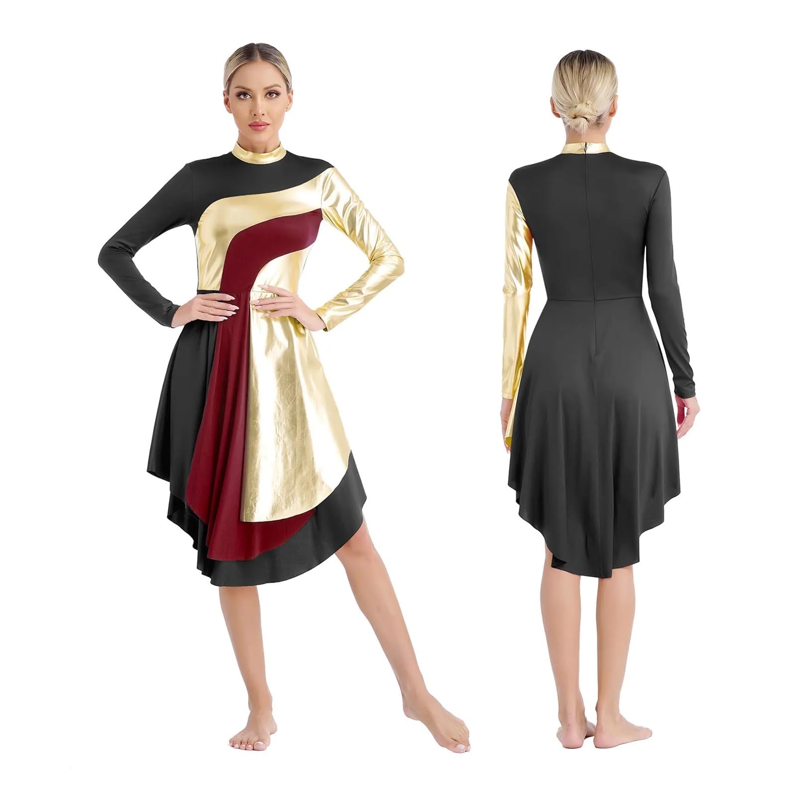 Amazon.com: OJEVMLFVQ Praise Dance Outfits Womens Color Block Liturgical  Praise Dance Dress Church Worship Church Ballet Lyrical Dress(Black,L) :  Clothing, Shoes & Jewelry