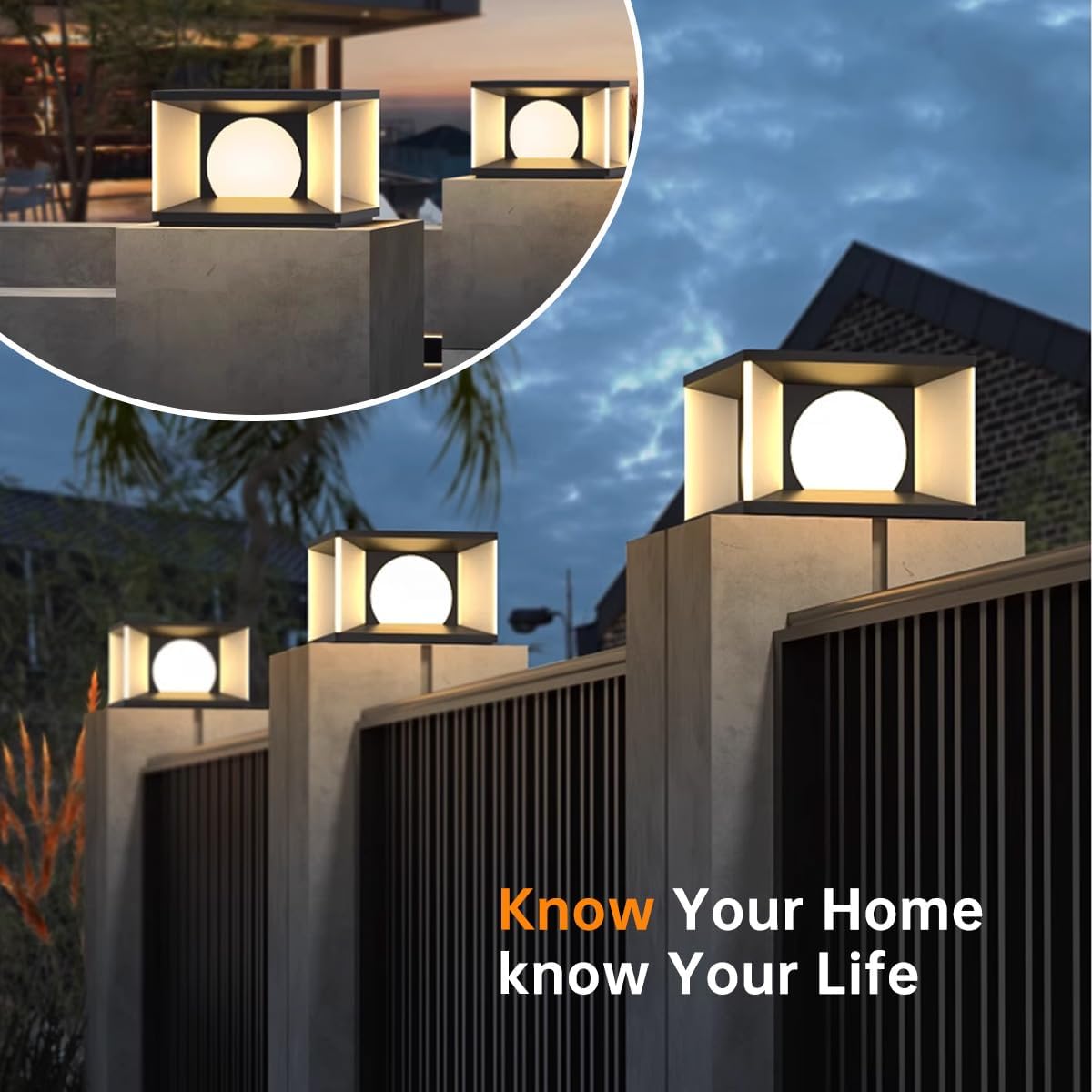 Outdoor Post Cap Lights, IP65 Waterproof Stainless Steel External Column Light, 9.8" × 7.9" Modern Luxury Pillar Lights Matte Black Post Lantern for Gardens,Yards,Balconies,Passages or Entrances