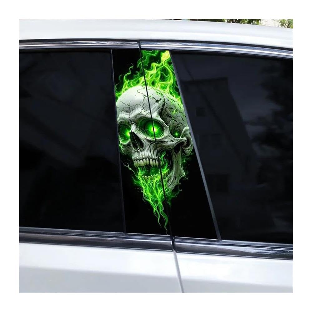 Body Parts 2pcs Car B-Pillar Decals Magic Skull PVC Auto Center Pillar Waterproof Sticker(Type A)