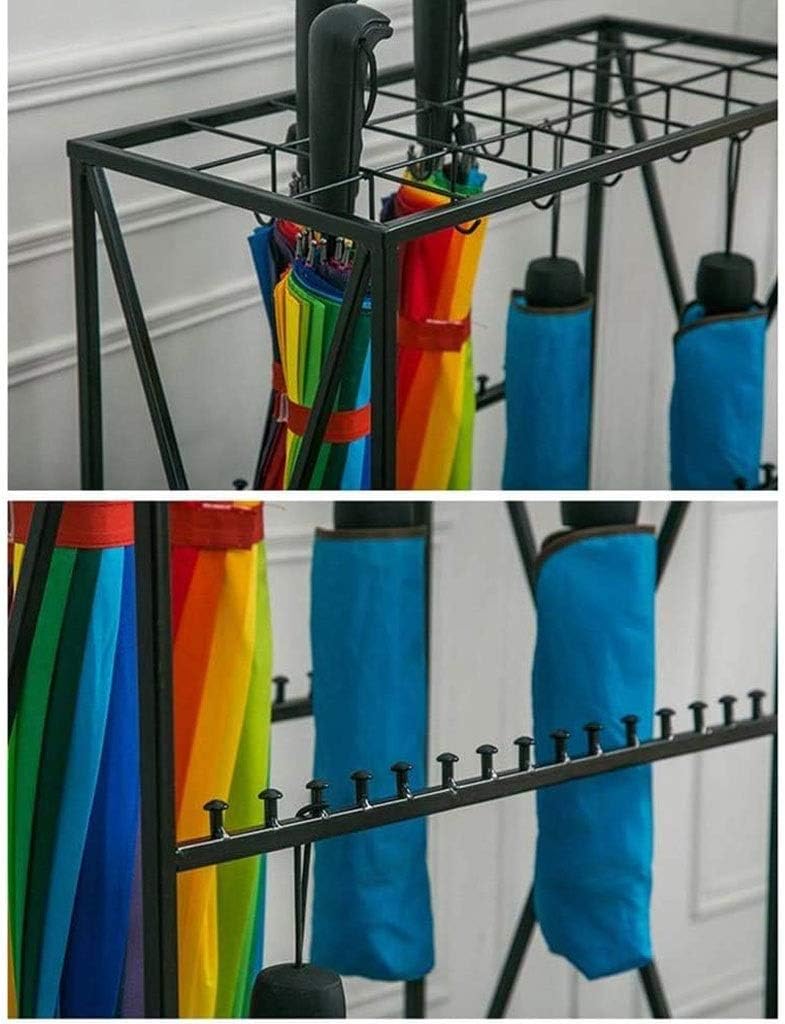 Black Metal Hollow Umbrella Stand, Hallway Commercial High Capacity Separate Umbrella Holder Rack，Drip Tray