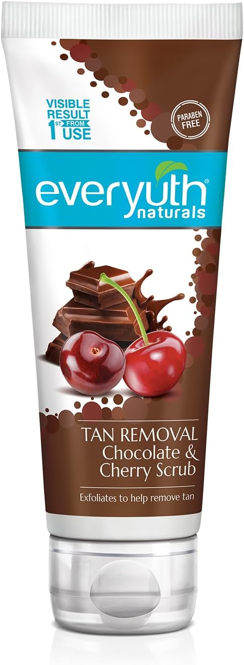Everyuth Naturals Tan Removal Chocolate & Cherry Scrub|D tan, Detoxify & Cleanse|Paraben Free| Antioxidant Choco & Multi-Vitamin Cherries|For Oily, Dry, Normal, Combination & Sensitive Skin - 100g