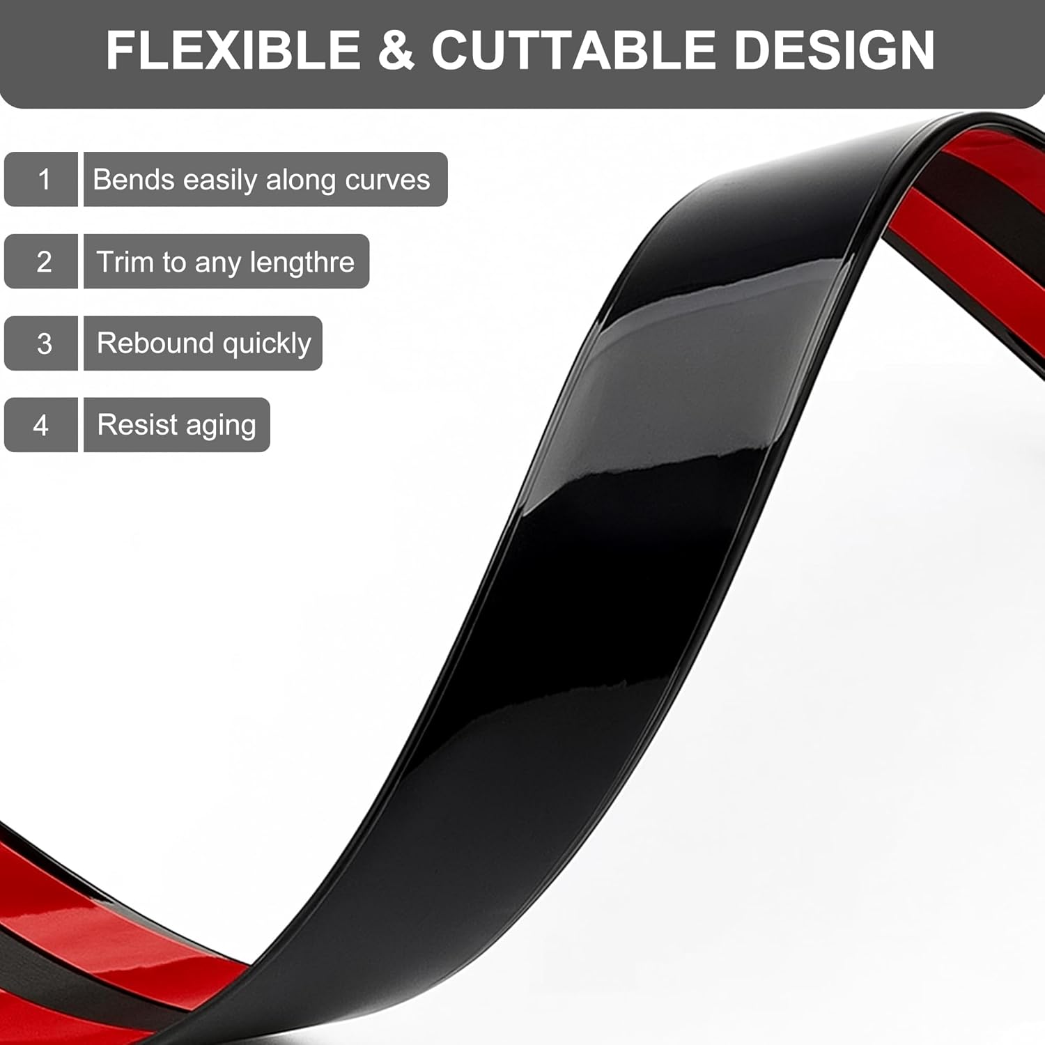 16.4FT Glossy Black Body Side Molding Trim - 2" Wide, Self-Adhesive, Scratch-Proof & UV-Protected Automotive Trim for Cars, Trucks, Vans