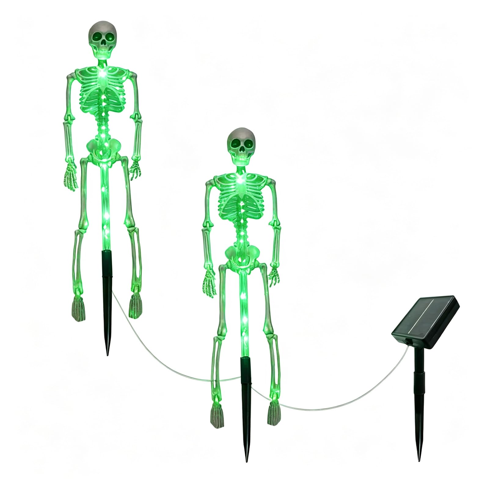 sugerou Halloween Decorations Outdoor Solar Lights, 3D Skeleton Garden Lamp Spooky Human Bone Pathway Lights Waterproof Resin Outdoor Stake Decorations Figures Haunted House Yard Lawn Path Green 2pc