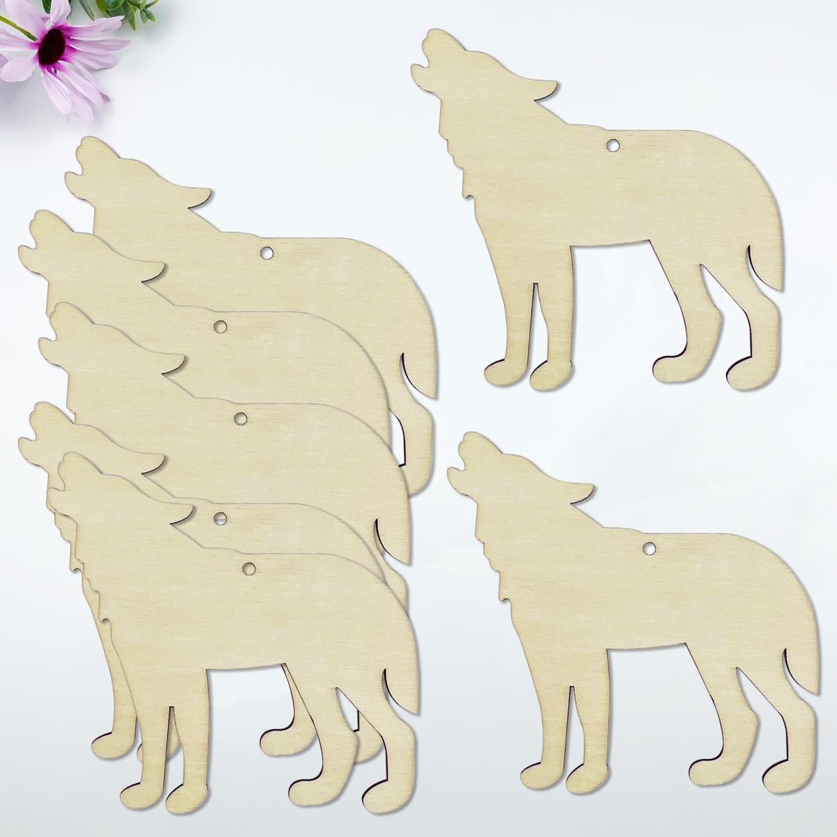 30 Pack 4 Inch Wood Wolf Cutouts Unfinished Wooden Wolf Crafts for Door Hanger Decor Halloween Christmas Wedding Birthday Party Thanksgiving Day Decoration
