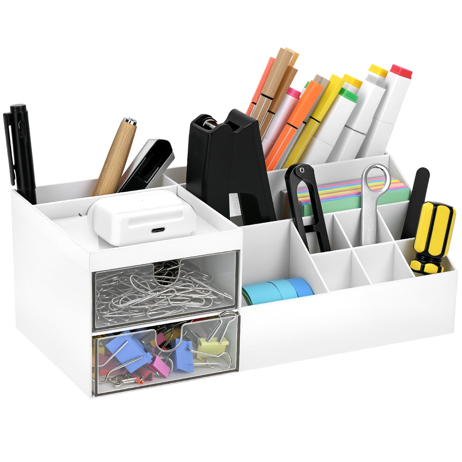 QWORK® White Makeup Organizer with 2 Drawers - Image 4