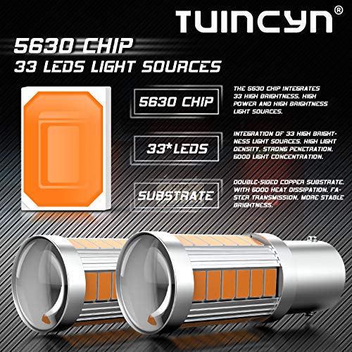 Tuincyn 1156 Led Bulb Amber Yellow Turn Signal Light Bulb Super Bright 8000K 5630 33Smd 1141 1073 7506 Tail Blinker Light Brake Light Side Marker Bulbs Rv Light Lamp Dc 12V (Pack Of 4 #TOP2