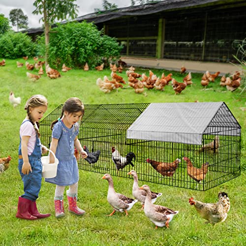 Pawgiant Chicken Coop Chicken Run Pen For Yard With Cover 130"×40"×40" Outdoor Metal Portable Chicken Tractor Cage Enclosure Crate Outside For Small Animals Duck Rabbit Hen #TOP5