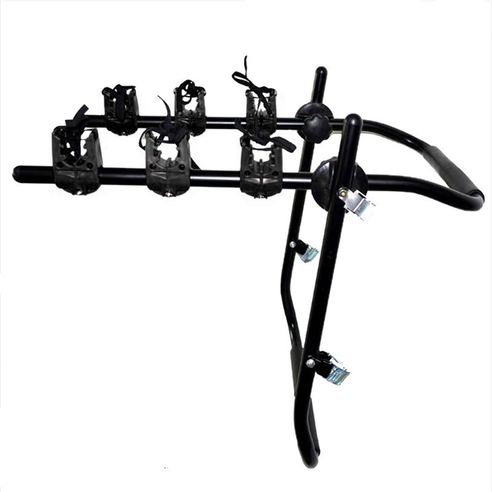 Portabicicletas para Montaje en Maletero de Coche, sin Instalación de Taladro, para la Mayoría de Camionetas, Sedanes, SUV, sin Alerón Trasero, con Diseño Plegable y Varillas de (Black)
