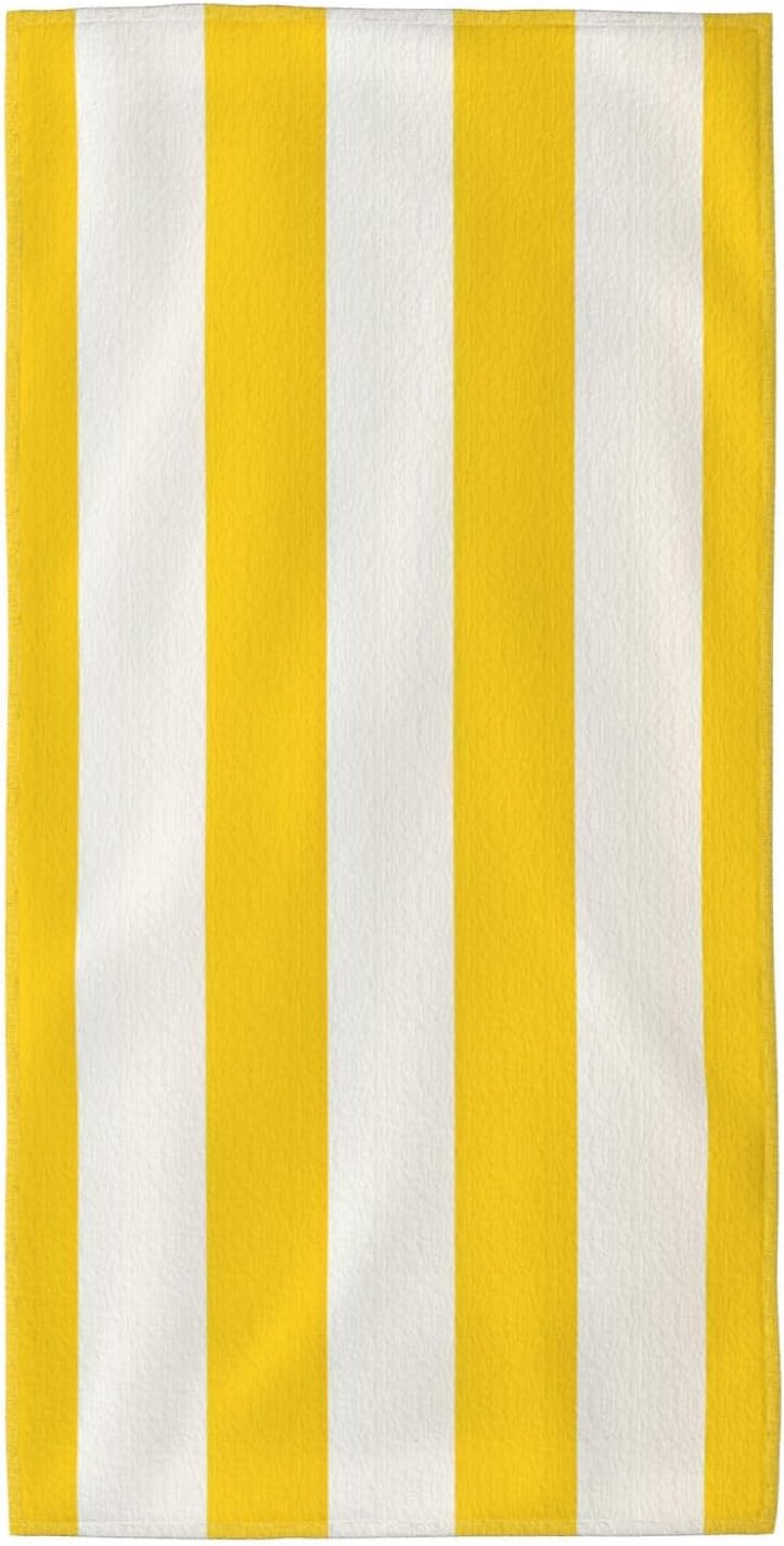 Hand Towels for Bathroom, Soft Absorbent Bath Towels Decorative Guest Towel Microfiber Face Towel Lemon Yellow Stripes Kitchen Dish Towels for Home Hotel Gym Spa Yoga 12″X24″