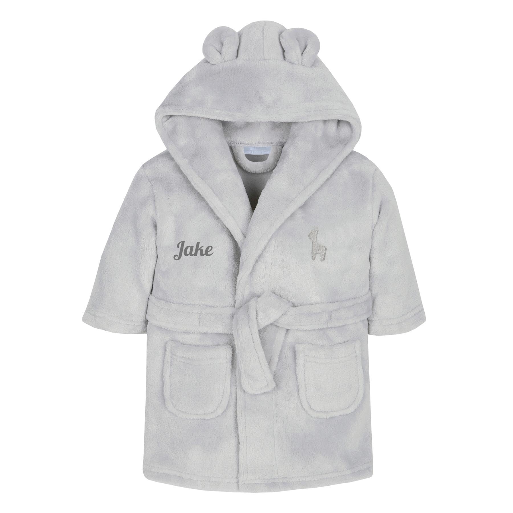 Style It Up Personalised Baby Kids Girls Boys Matching Set Dressing Gown Plush Fleece Robe Soft Cosy Velvet Warm Embroidery Gift — view 8