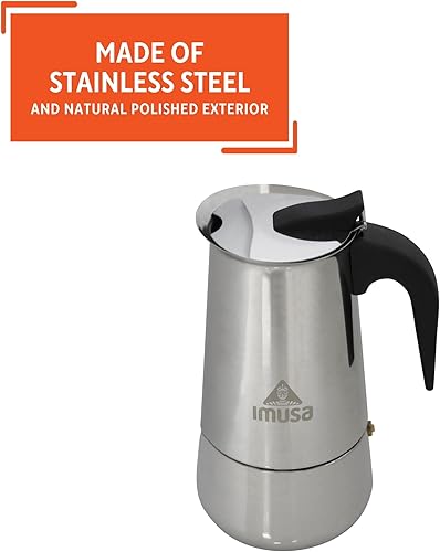 Vista 3 de IMUSA USA B120-22062M - Cafetera de acero inoxidable, 6 tazas, color plateado