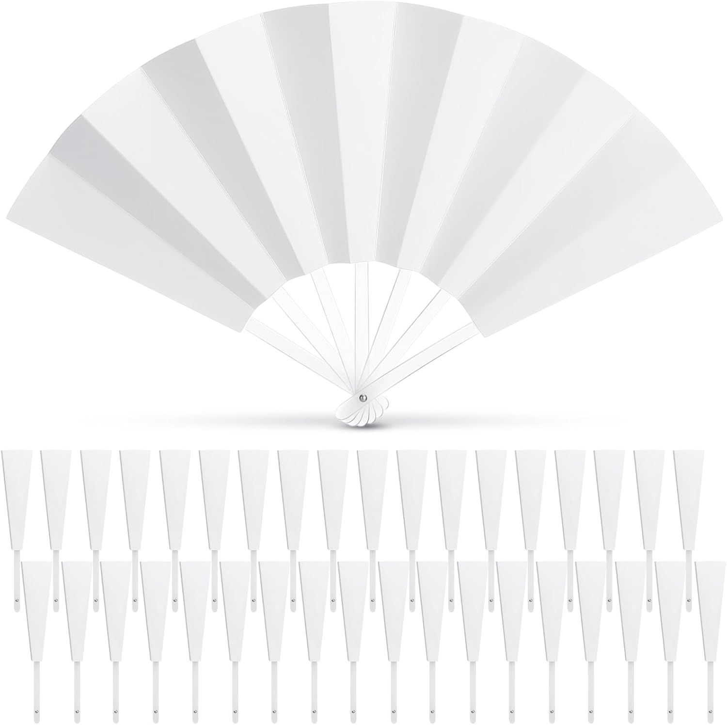 100 Pcs White Paper Fans Handheld Bulk, 9 Inch Foldable Hand Fan for Women, Paper Fan for Wedding Guests, Bridal Favors, Party Decorations, DIY Crafts, Photography Props