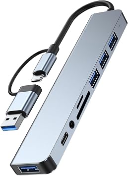 8 in 2 Port USB C Hub, 8 in 1 with USB 3.0, USB 2.0, USB C Ports, Micro SD/TF Card Reader, RJ45 Ethernet Port, PD Charging and 4K Output, Compatible for MacBook Pro/Air 2218