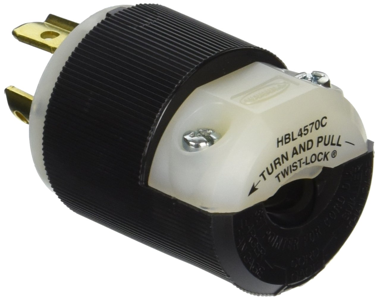 Hubbell HBL4570C Locking Plug, 15 amp, 250V, L6-15P, Black/White (Pack of 10)