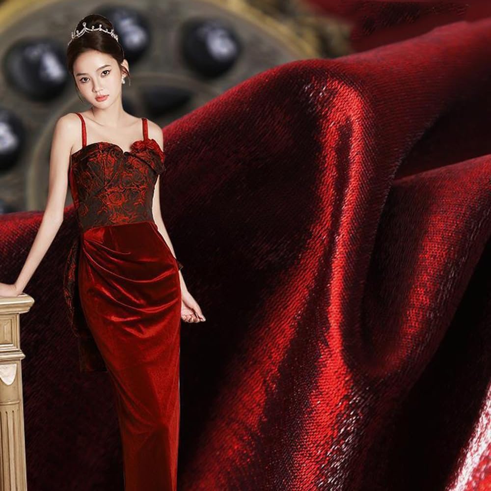 Charmeuse, tessuto di raso rosso bordeaux, 5 m x 150 cm, tessuto in raso di succo di seta, magico, lucido, tessuto decorativo per abito da sposa fai da te