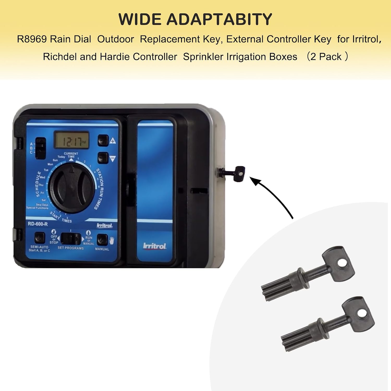 R8969 Rain Dial Outdoor Replacement Key, Rain Dial External Controller Key for Irritrol Controller Sprinkler Irrigation Boxes RD600 RD900 RD1200（2 Pack ）