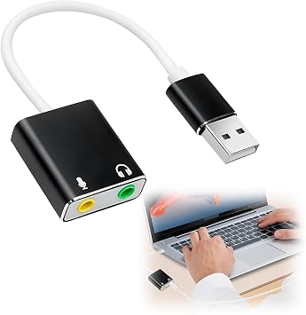 Usb Sound Card USB 2.0 to 3.5mm Jack Audio Adapter Splitter for PC