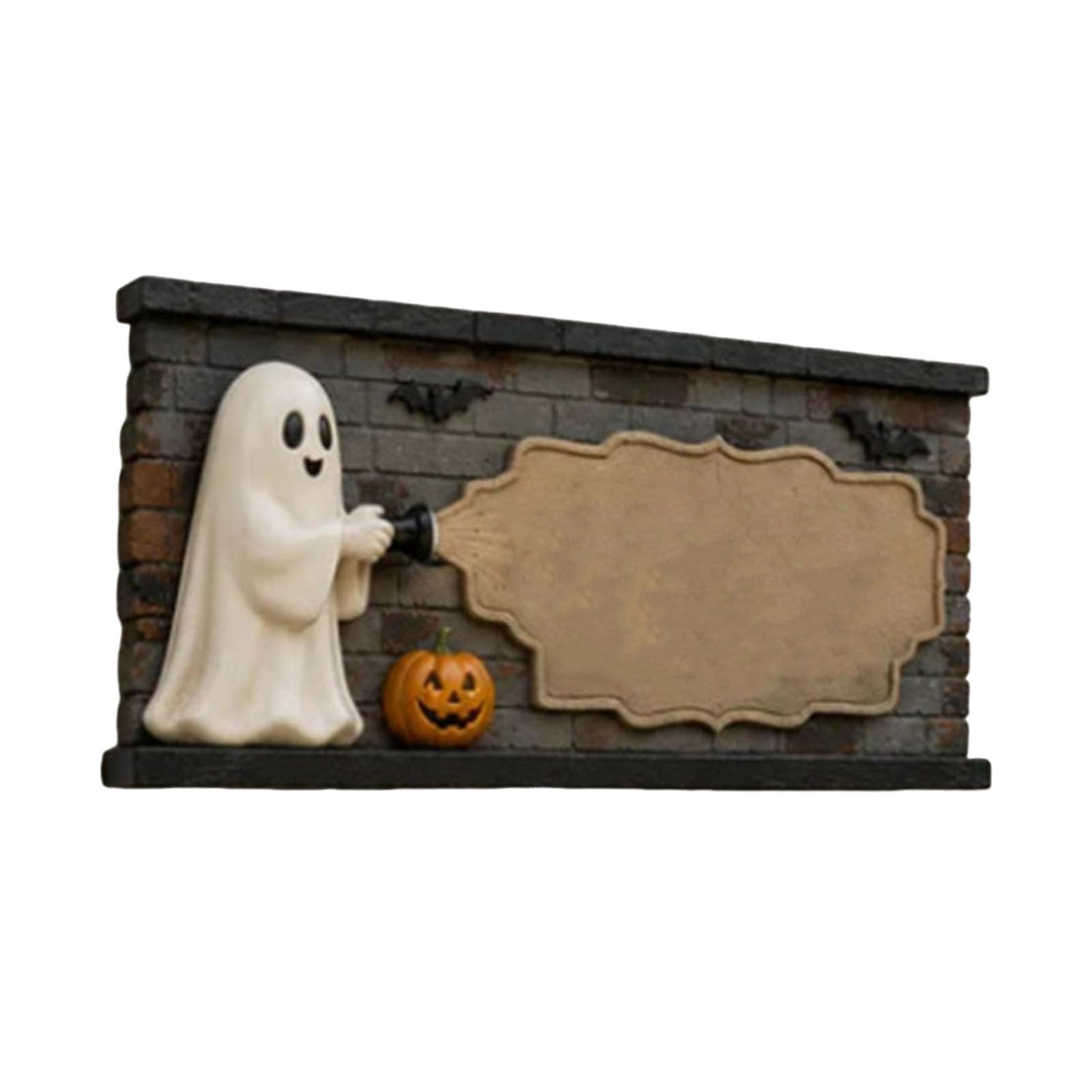 sugerou Glowing Ghost Pumpkin Wall Plaque, Personalised Halloween Sign