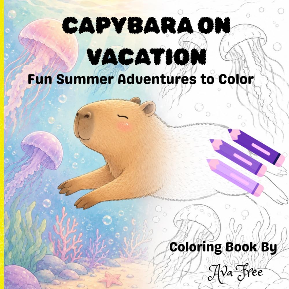 Capybara on Vacation: Fun Summer Adventures to Color