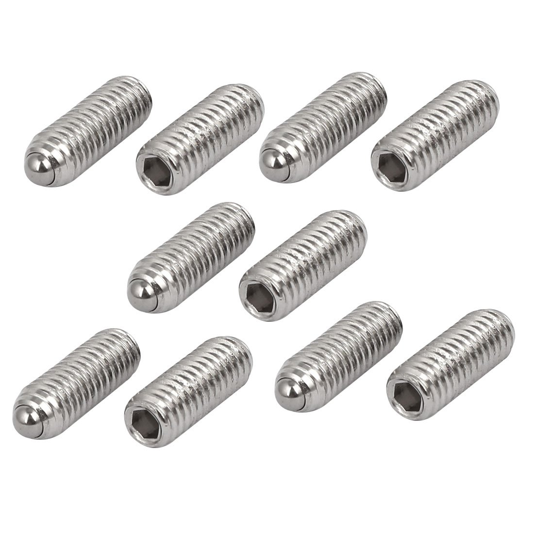 Sourcingmap M6x16mm 304 Stainless Steel Spring Hex Socket Ball Point Grub Set Screws 10pcs